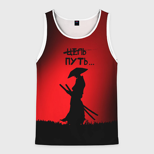 Мужская майка без рукавов Самурай на пути / 3D-Белый – фото 1