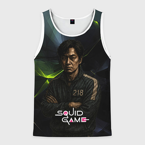 Мужская майка без рукавов Игра в кальмара - игрок 218 скрещивает руки / 3D-Белый – фото 1