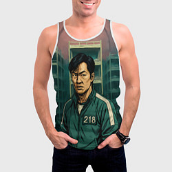Майка-безрукавка мужская Игрок 218 из Игры в кальмара, цвет: 3D-белый — фото 2