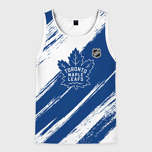 Мужская майка без рукавов Торонто Мейпл Лифс - брызги синей краски / 3D-Белый – фото 1