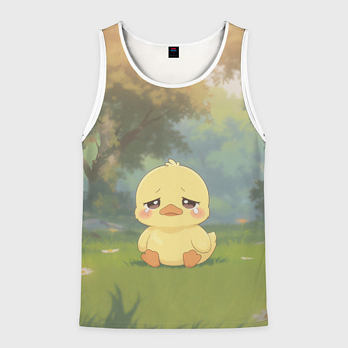 Мужская майка без рукавов Маленький утенок на поляне / 3D-Белый – фото 1