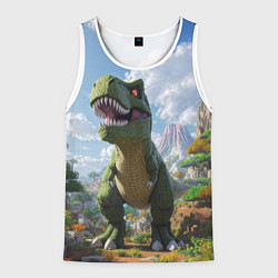 Майка-безрукавка мужская Тираннозавр - Minecraft, цвет: 3D-белый