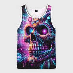 Мужская майка без рукавов Neon cyber skull