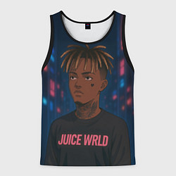 Майка-безрукавка мужская Juice WRLD - Неоновый аниме арт, цвет: 3D-черный