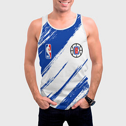Майка-безрукавка мужская Клипперс - синяя краска, цвет: 3D-белый — фото 2
