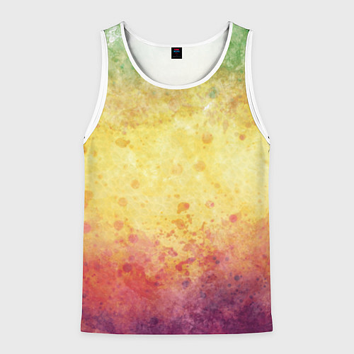 Мужская майка без рукавов Абстракция - layers of green, yellow and red / 3D-Белый – фото 1