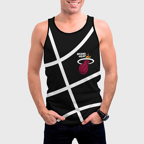 Мужская майка без рукавов Майами Хит - баскетбольный линии / 3D-Черный – фото 3