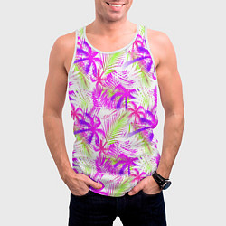 Майка-безрукавка мужская Palm tree pink, цвет: 3D-белый — фото 2