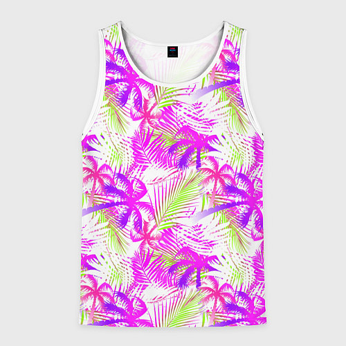 Мужская майка без рукавов Palm tree pink / 3D-Белый – фото 1