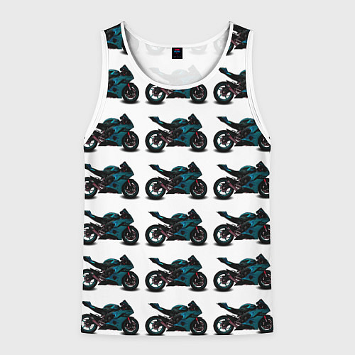 Мужская майка без рукавов Motorbike blue / 3D-Белый – фото 1