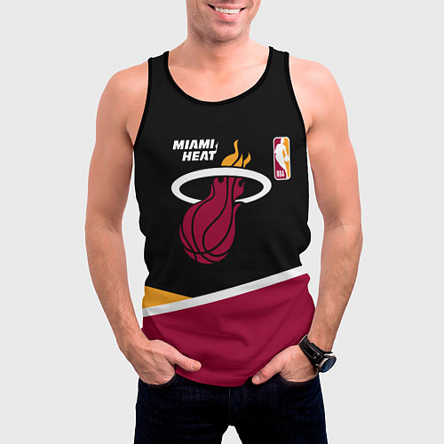 Мужская майка без рукавов Майами Хит - линии / 3D-Черный – фото 3