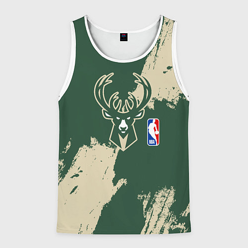 Мужская майка без рукавов Милуоки Бакс - разлитая краска / 3D-Белый – фото 1