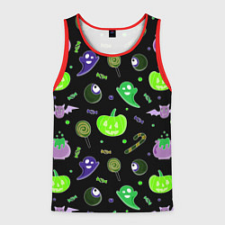 Майка-безрукавка мужская Halloween black pumpkin pattern, цвет: 3D-красный