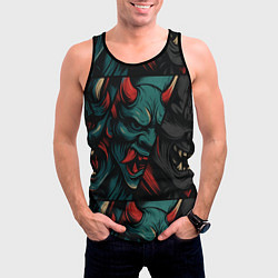 Майка-безрукавка мужская Демоны Они - нейроарт, цвет: 3D-черный — фото 2