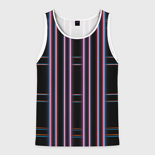 Мужская майка без рукавов Neon red blue black / 3D-Белый – фото 1