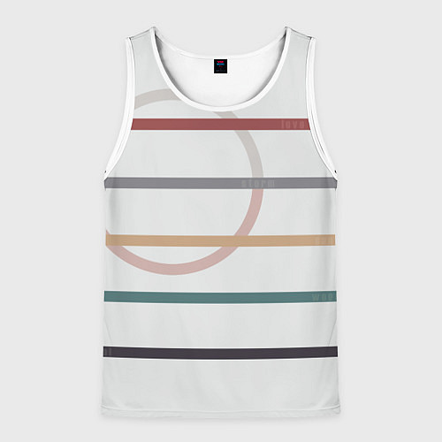 Мужская майка без рукавов Stripes and circle / 3D-Белый – фото 1