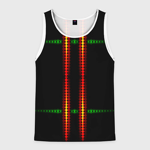 Мужская майка без рукавов Neon black green circles / 3D-Белый – фото 1