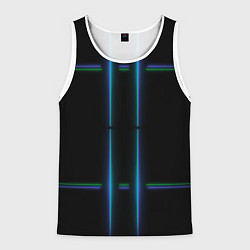 Мужская майка без рукавов Color black green blue lines