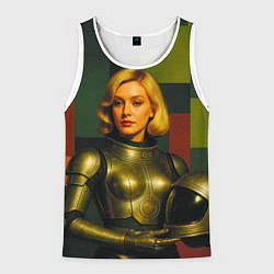 Майка-безрукавка мужская Ретрофутуризм девушка в скафандре, цвет: 3D-белый
