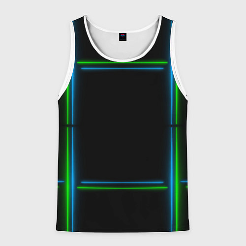Мужская майка без рукавов Neon green light blue / 3D-Белый – фото 1