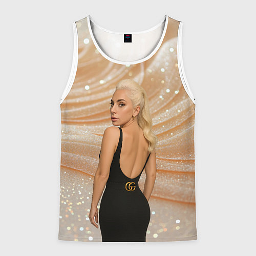 Мужская майка без рукавов Леди Гага в черном платье / 3D-Белый – фото 1