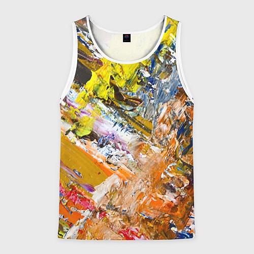 Мужская майка без рукавов Живая Абстракция: Поток Цветов и Форм в Постоянном / 3D-Белый – фото 1