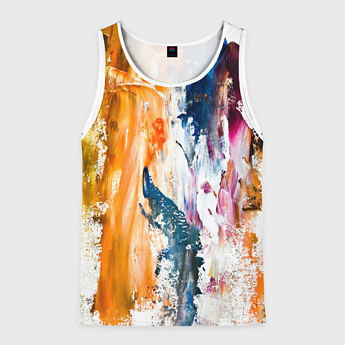 Мужская майка без рукавов Разноцветные мазки кисти на палитре художника / 3D-Белый – фото 1
