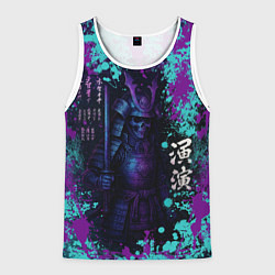 Мужская майка без рукавов Неоновый призрак самурая