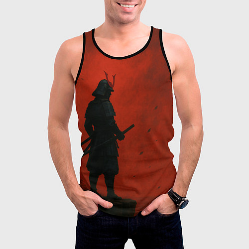 Мужская майка без рукавов Ghost of Tsushima - алый / 3D-Черный – фото 3