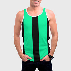 Майка-безрукавка мужская Color turquoise black line, цвет: 3D-белый — фото 2