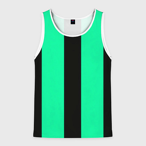 Мужская майка без рукавов Color turquoise black line / 3D-Белый – фото 1
