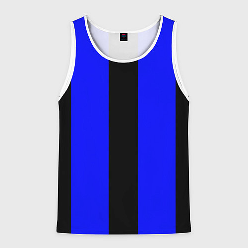 Мужская майка без рукавов Color blue black stripes / 3D-Белый – фото 1
