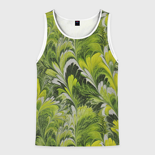 Мужская майка без рукавов Мраморный абстрактный паттерн - зеленые и желтые о / 3D-Белый – фото 1