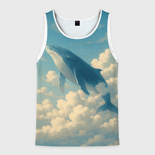 Мужская майка без рукавов Кит в облаках / 3D-Белый – фото 1