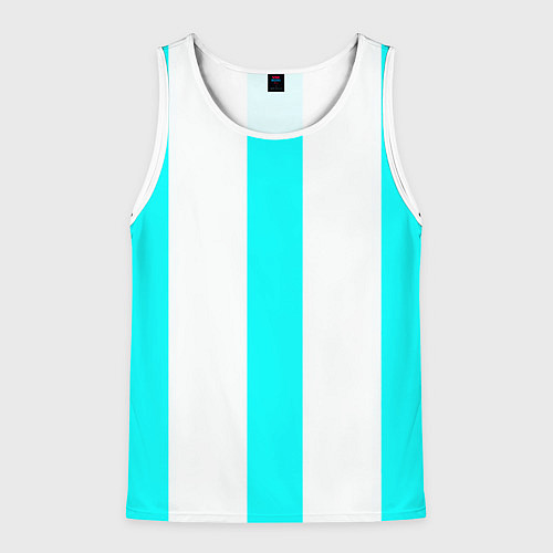 Мужская майка без рукавов Color light blue white lines / 3D-Белый – фото 1