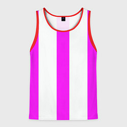 Мужская майка без рукавов Color white pink lines