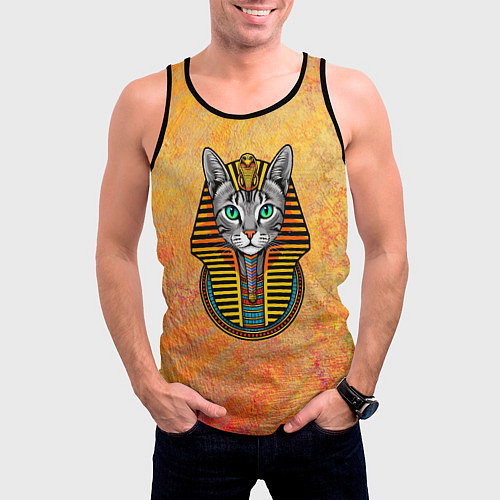 Мужская майка без рукавов Египетская кошка-богиня Баст / 3D-Черный – фото 3