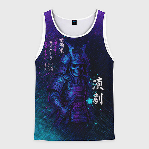 Мужская майка без рукавов Неоновый призрачный самурай / 3D-Белый – фото 1