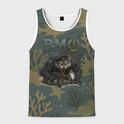 Мужская майка без рукавов ВМФ волк пехотинец / 3D-Белый – фото 1