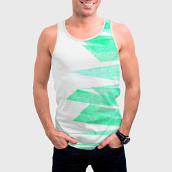 Майка-безрукавка мужская Color white light blue strip, цвет: 3D-белый — фото 2