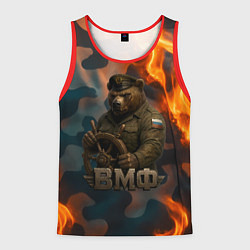 Майка-безрукавка мужская Медведь у штурвала МВФ, цвет: 3D-красный