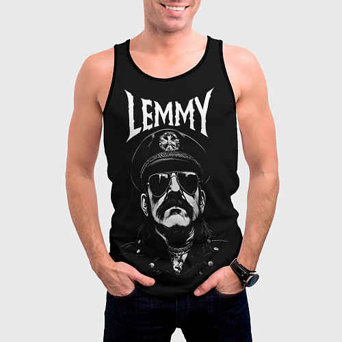 Мужская майка без рукавов Motorhead - lemmy / 3D-Черный – фото 3
