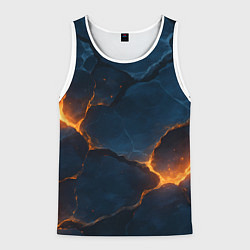 Майка-безрукавка мужская Разлом плит с огнем, цвет: 3D-белый