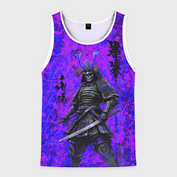 Мужская майка без рукавов Призрак самурай - неоновые краски