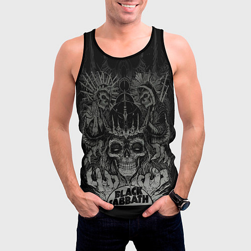 Мужская майка без рукавов Black Sabbath death skull / 3D-Черный – фото 3