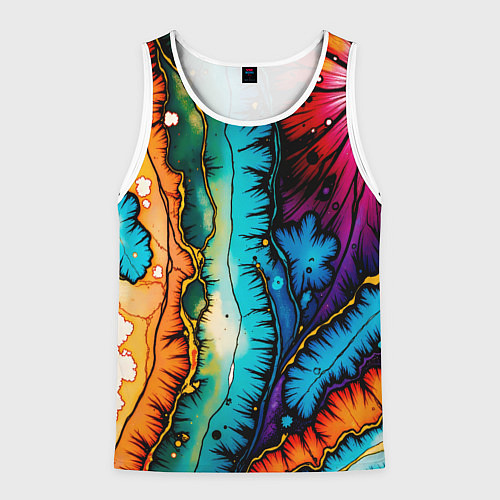 Мужская майка без рукавов Разноцветный узор / 3D-Белый – фото 1