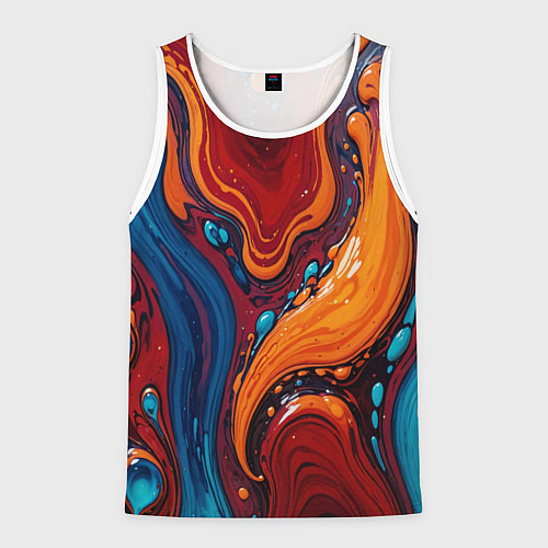 Мужская майка без рукавов Пламя и синева / 3D-Белый – фото 1