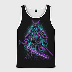 Мужская майка без рукавов Неоновый электросамурай