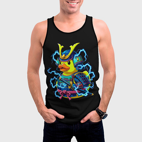 Мужская майка без рукавов Электрическая уточка самурай / 3D-Черный – фото 3