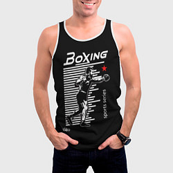 Майка-безрукавка мужская Бокс - тяжело в учебе легко в бою, цвет: 3D-белый — фото 2
